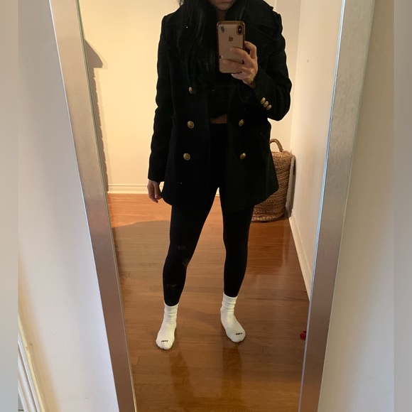 NWOT ZARA black double breasted short coat. - Picture 6 of 9